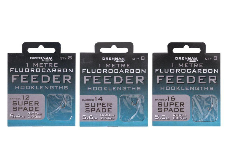 Drennan Fluorocarbon Feeder Hooklengths - Super Spade 1 metre